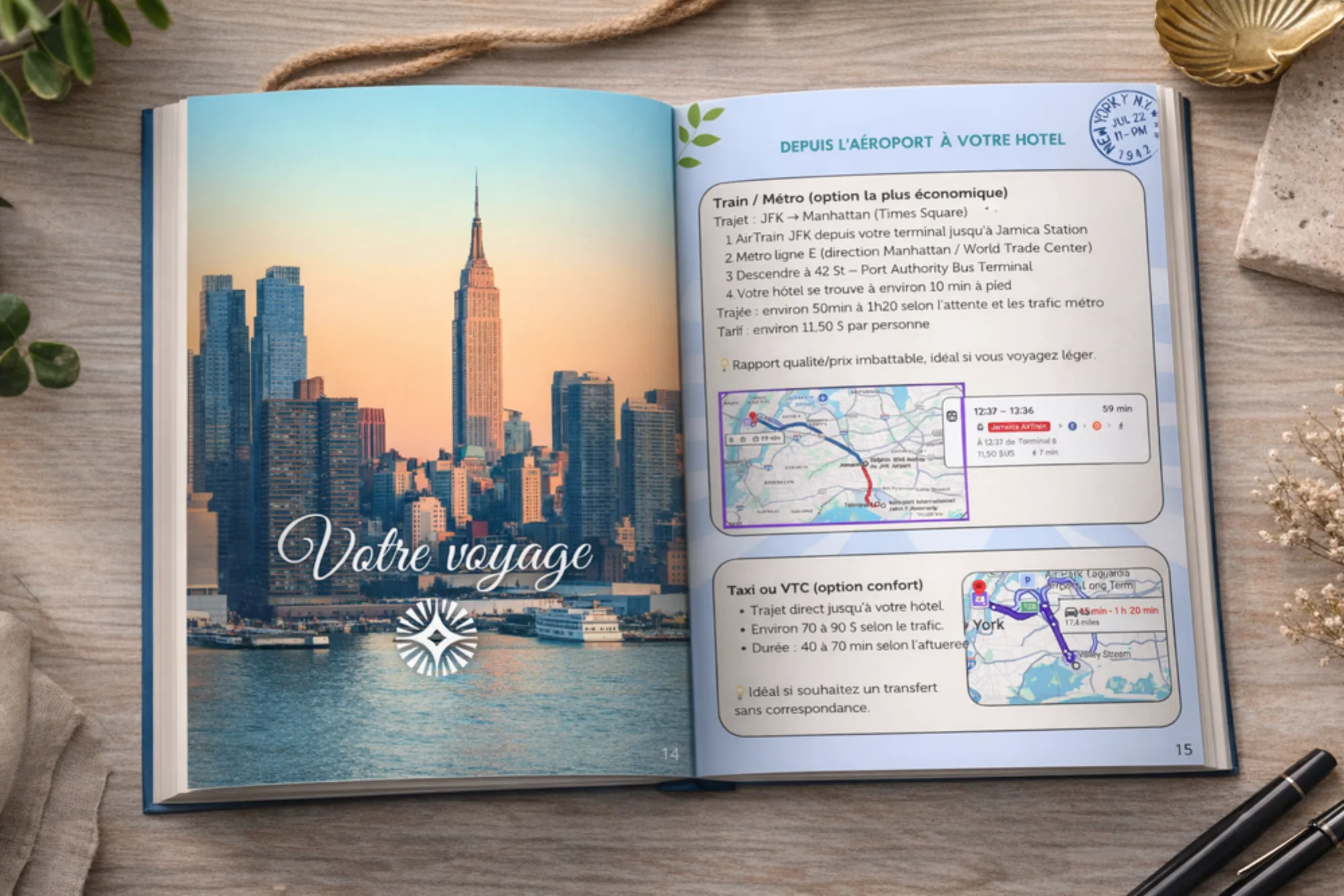 Carnet de voyage : mise en page soignée