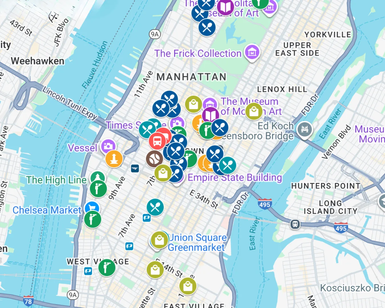 Carte interactive personnalisée — recommandations New York
