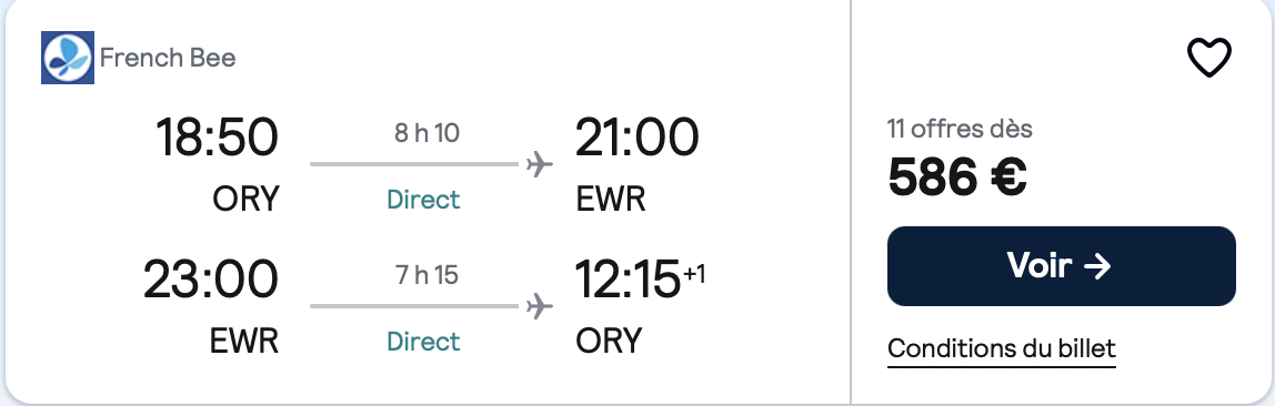 Paris → New York, comparaison JFK vs Newark